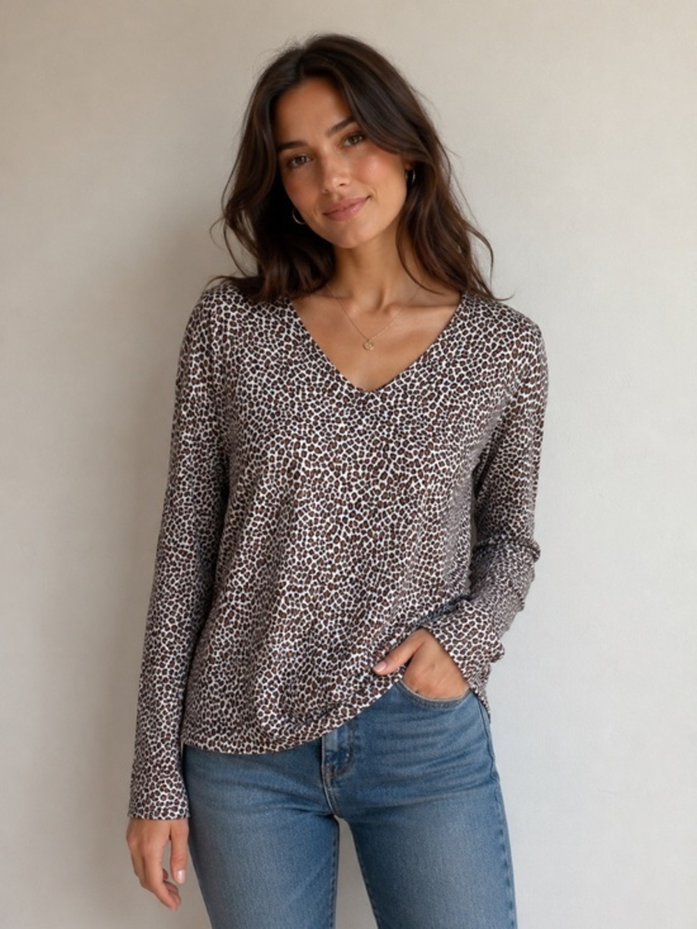 Banana Republic Leopard Print V-neck Sweater